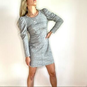 La Vie Rebecca Taylor Grey Poof Shoulder Dress S